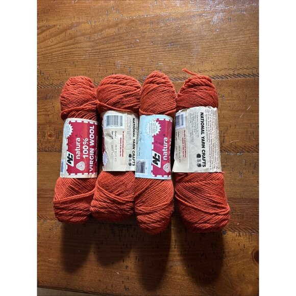 Natura 100% Virgin Wool Yarn Set Of 4 Deep Rust Vintage - Picture 2 of 6
